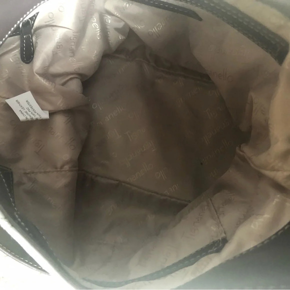 TIGANELLO BROWN AND WHITE PEBBLE LEATHER BUCKET SHOULDER HANDBAG NEW - Picture 7 of 8